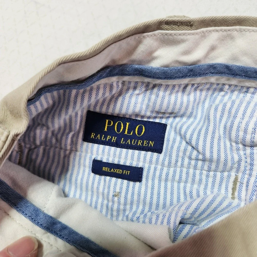 Polo Ralph Lauren Mens Khaki Chino's Pants Cotton Relaxed Fit 36x30